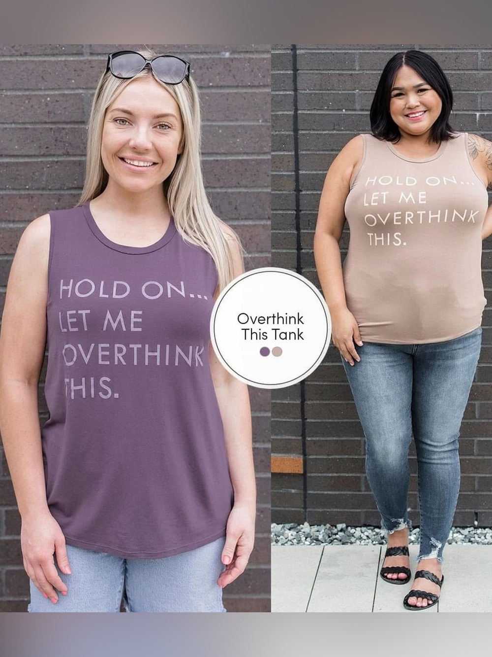 Hold On Let Me Overthink This Tank (NWOT) Dusty Purple, Size XS *fits like S/M